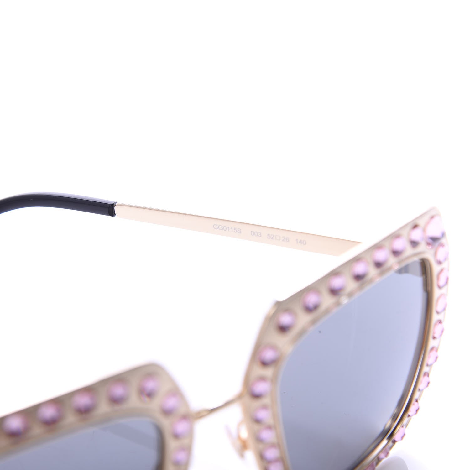 Gucci Metal Acetate Crystal Oversize GG0115S Sunglasses Rose Gold 5 of 8
