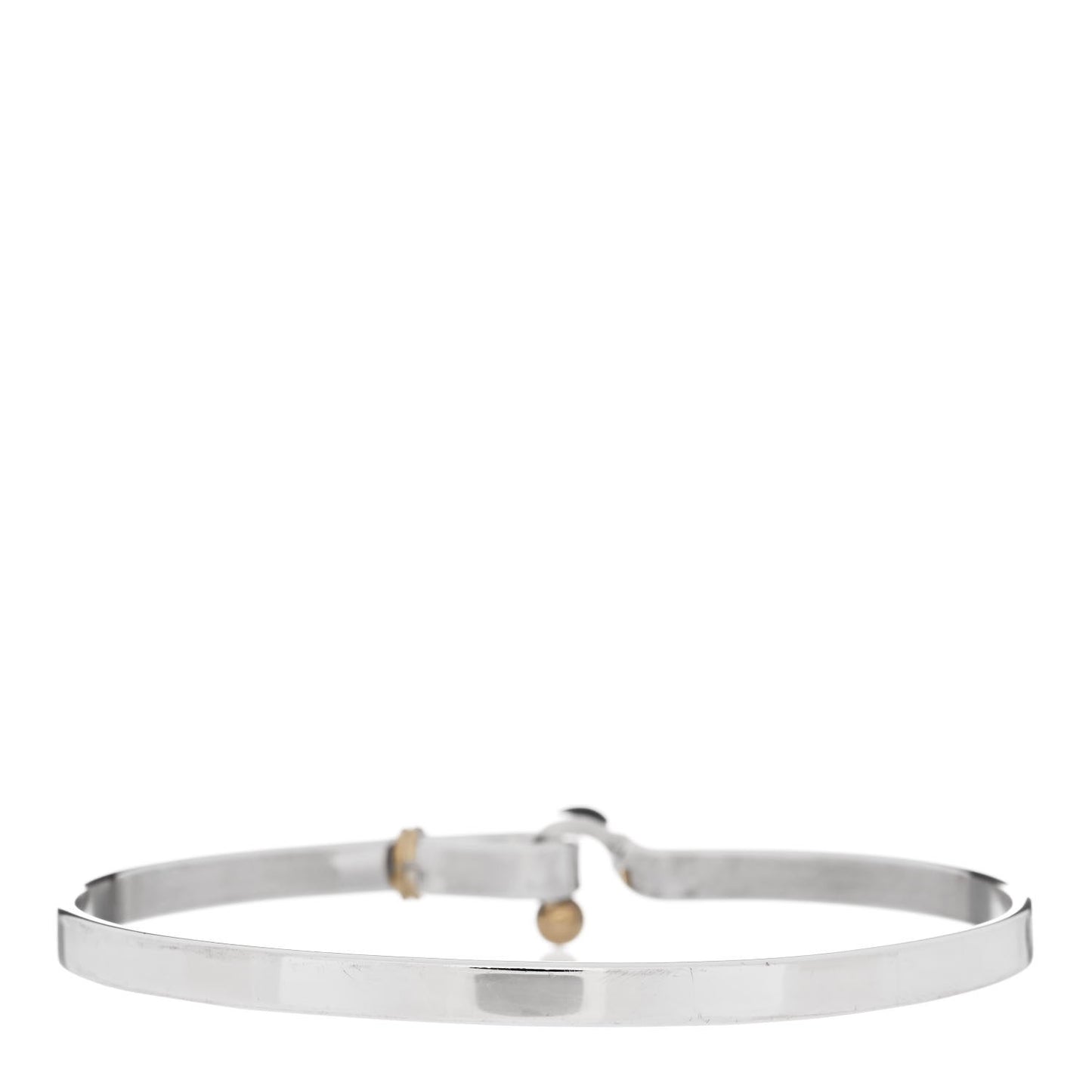 Sterling Silver 18K Yellow Gold Hook Eye Bangle Bracelet