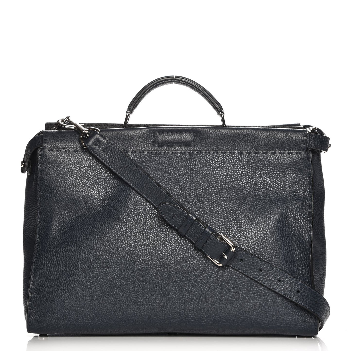Cuoio Romano Selleria Bi-Color Large Mens Peekaboo Iconic Essential Satchel Lavagna Black
