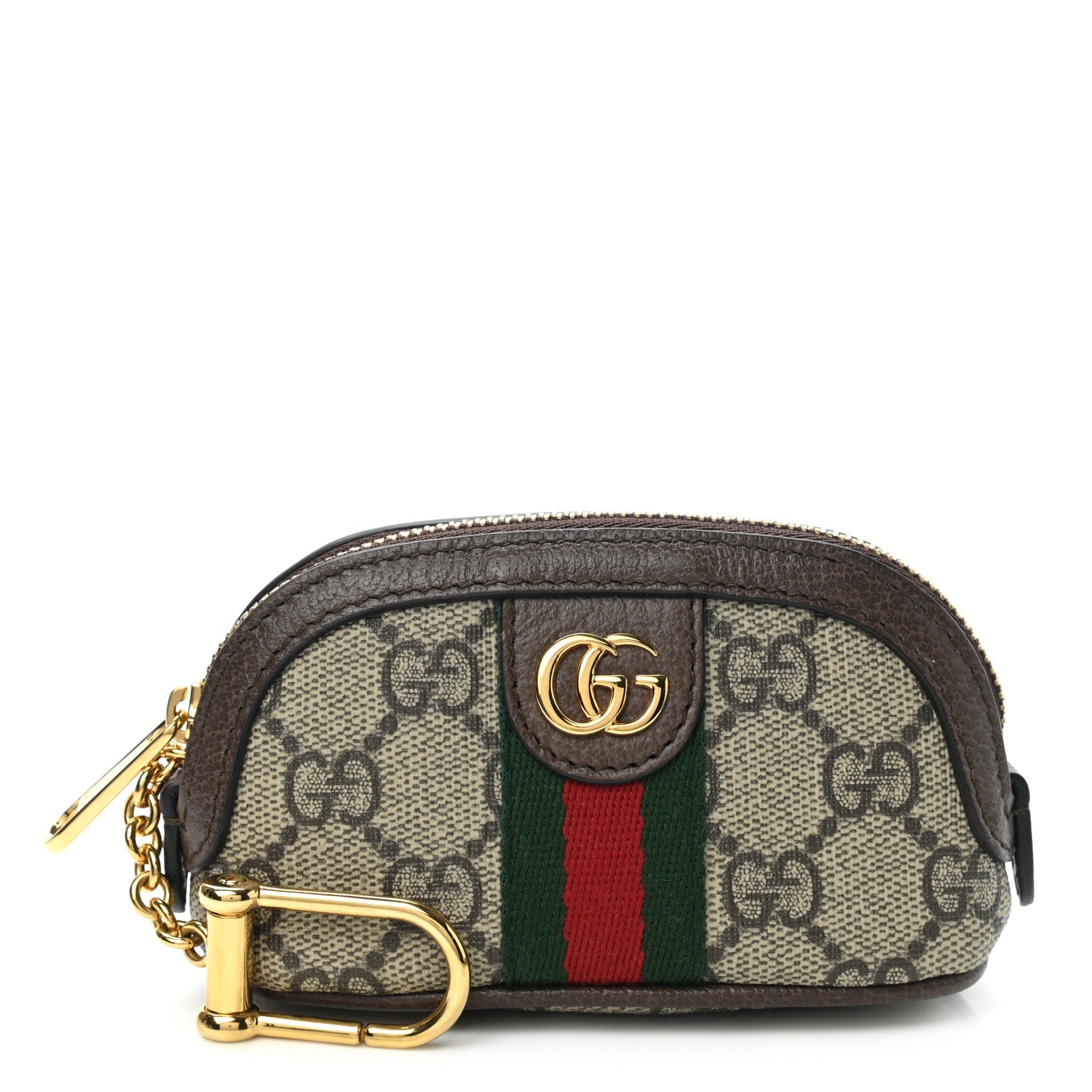 Gucci GG Supreme Monogram Web Ophidia Dome Key Pouch Beige New Acero 1 of 8