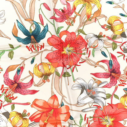 Gucci Silk Palm Spring Flower Print Scarf Off White 3 of 5