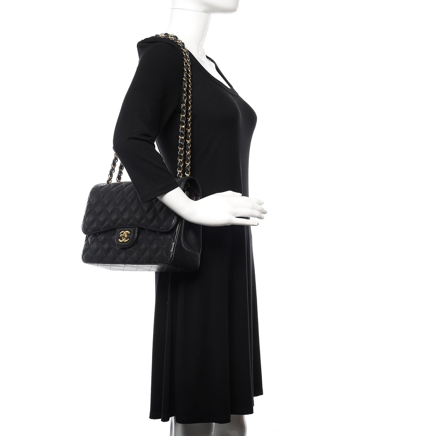 Chanel Caviar Quilted Jumbo Double Flap Black 2 of 16
