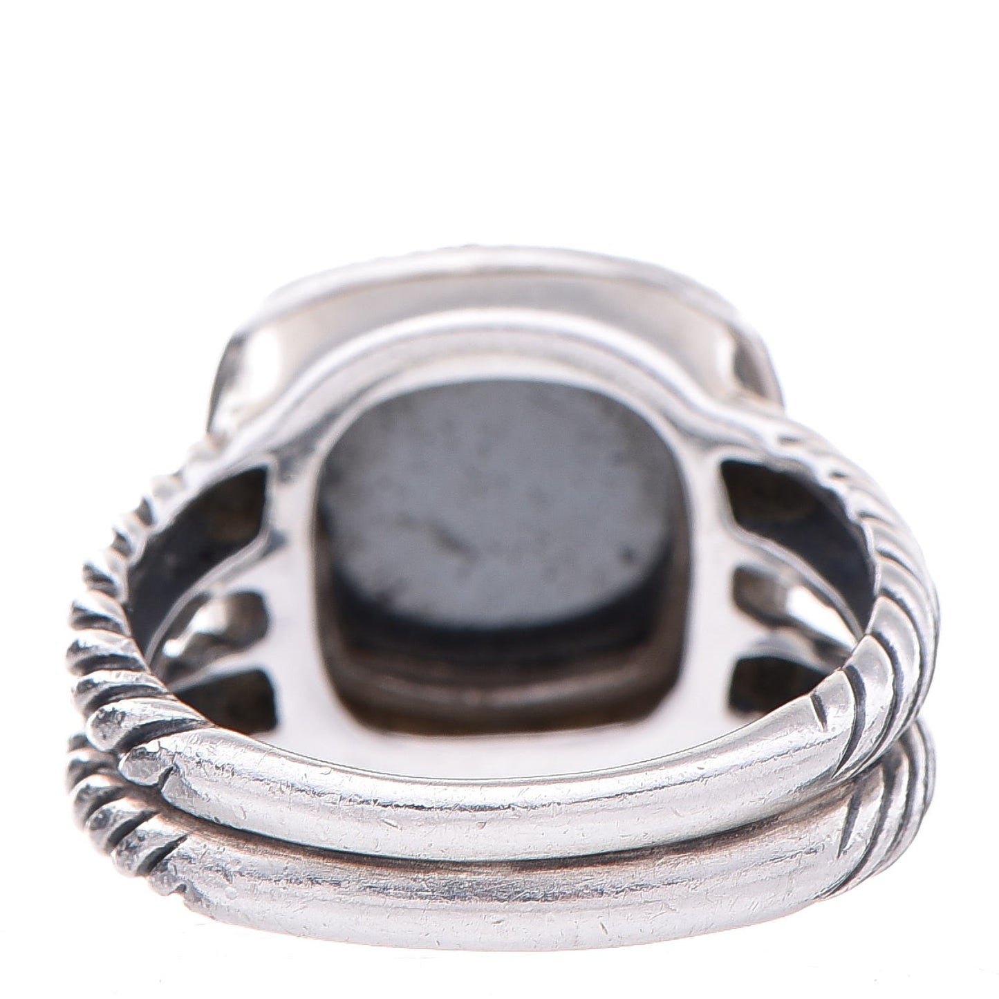 Sterling Silver Diamond Hematite 11mm Albion Ring 58 8.25