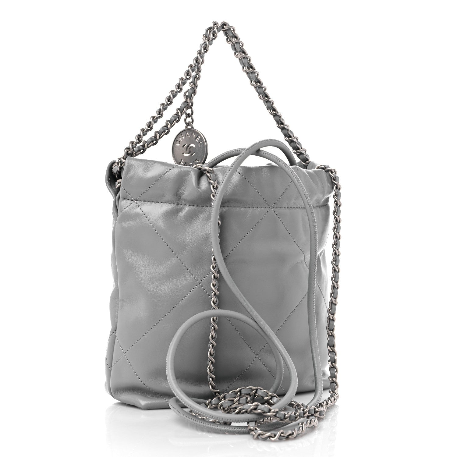 Chanel Shiny Calfskin Quilted Mini Chanel 22 Grey 3 of 10