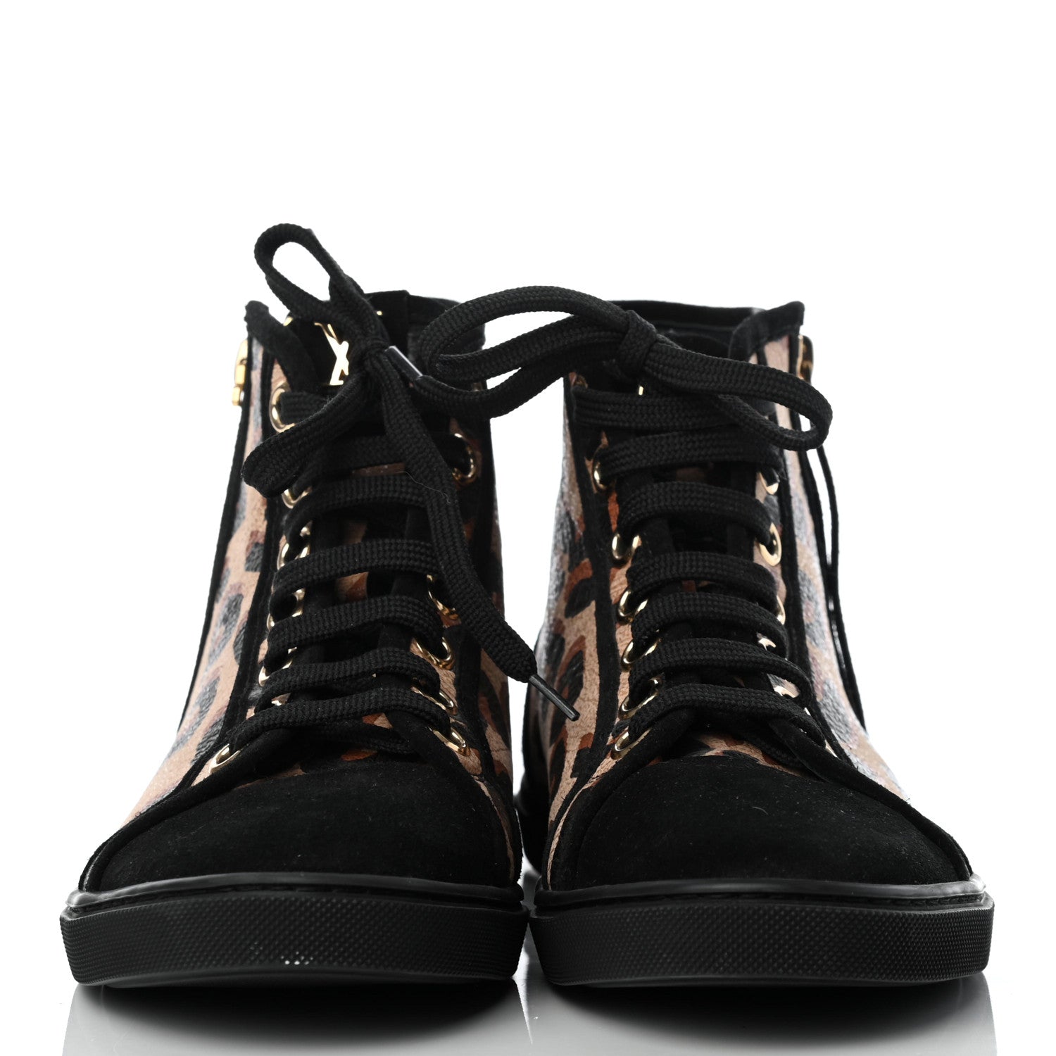 Louis Vuitton Calfskin Leopard Print Suede Stephen Sprouse High Top Sneakers 37 2 of 9