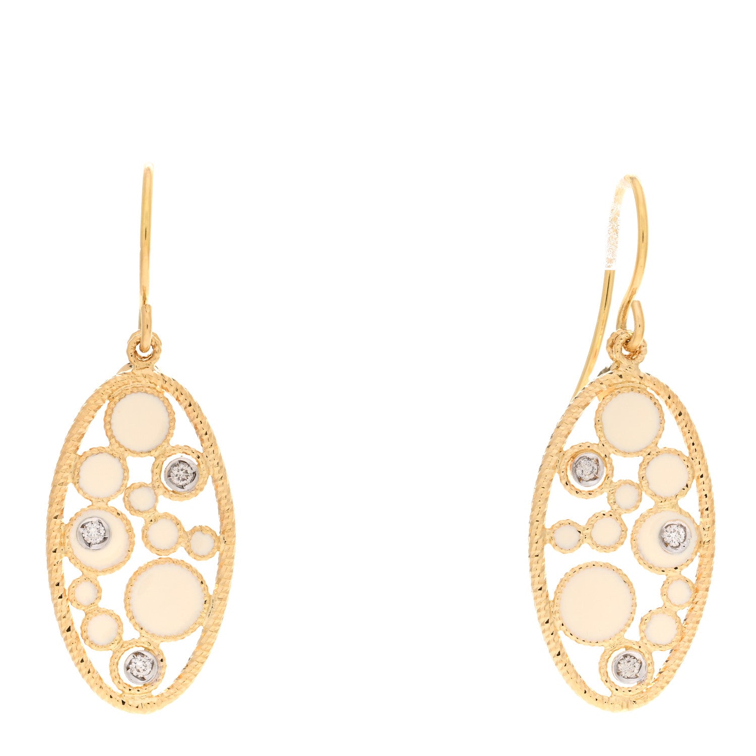 Roberto Coin 18K Yellow Gold Diamond Enamel Bollicine Drop Earrings White 1 of 4