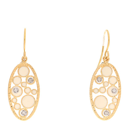 Roberto Coin 18K Yellow Gold Diamond Enamel Bollicine Drop Earrings White 1 of 4