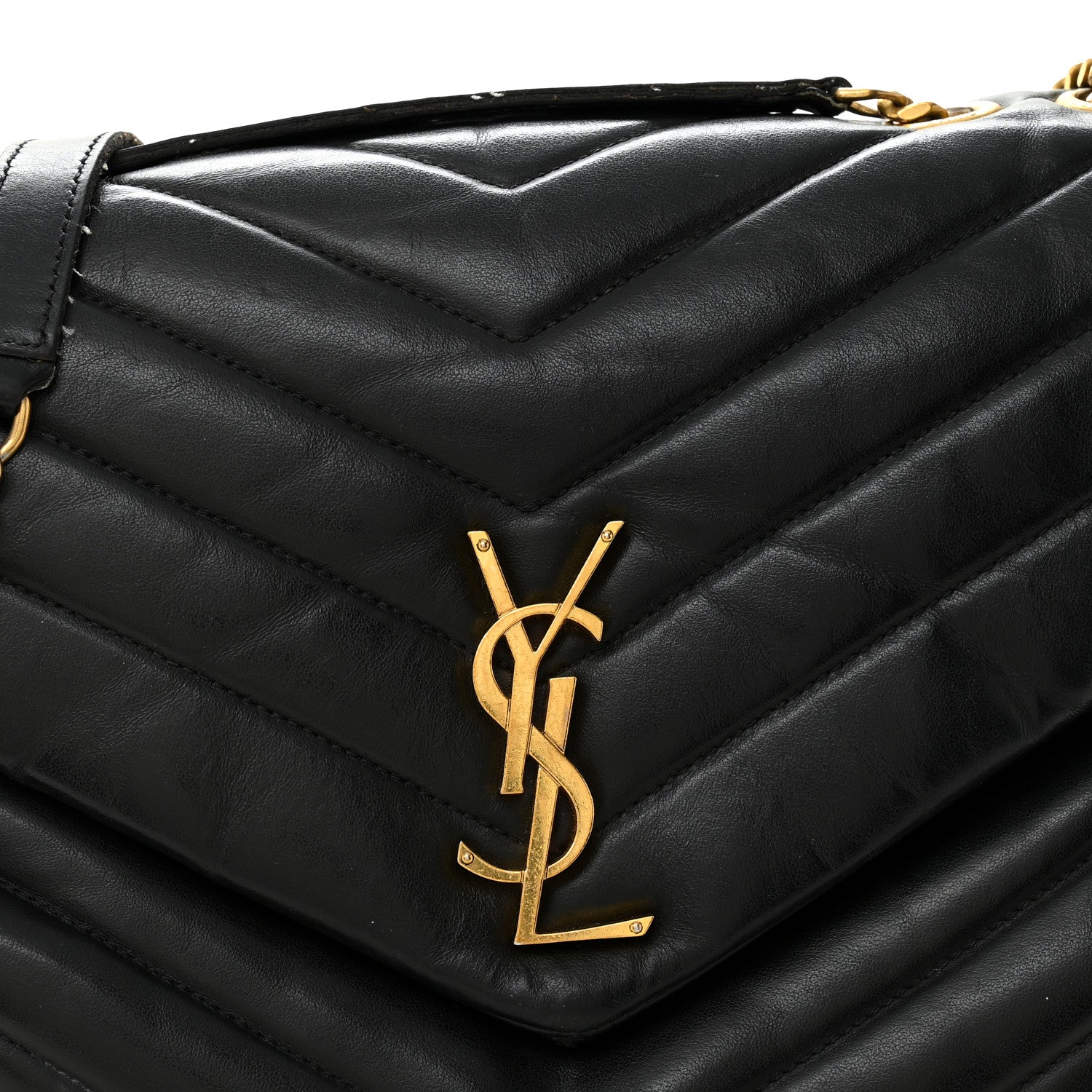 Saint Laurent Calfskin Y Quilted Monogram Medium Loulou Chain Satchel Black 8 of 11