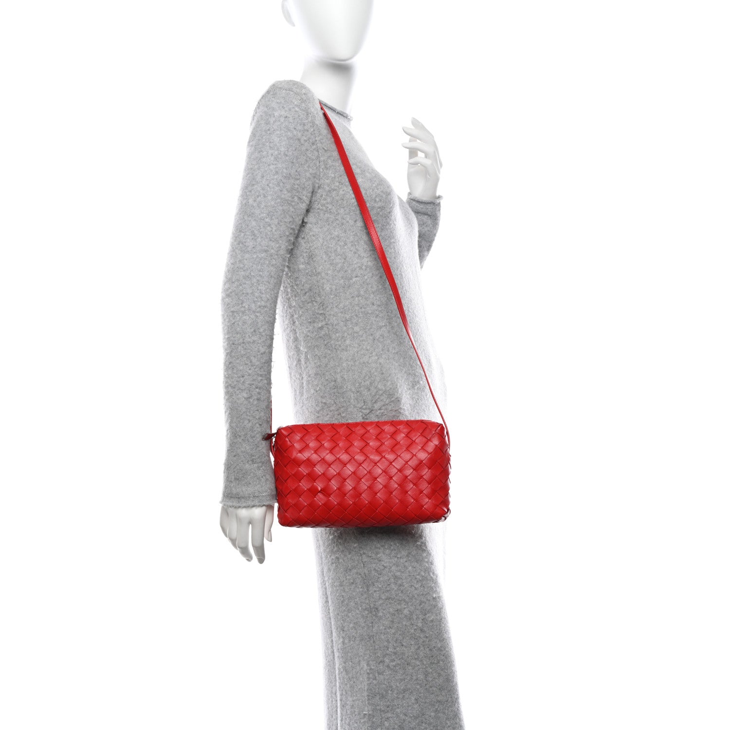 Bottega Veneta Nappa Intrecciato Small Camera Bag Red 2 of 13