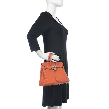 Hermes Taurillon Clemence Birkin 25 Orange 2 of 27