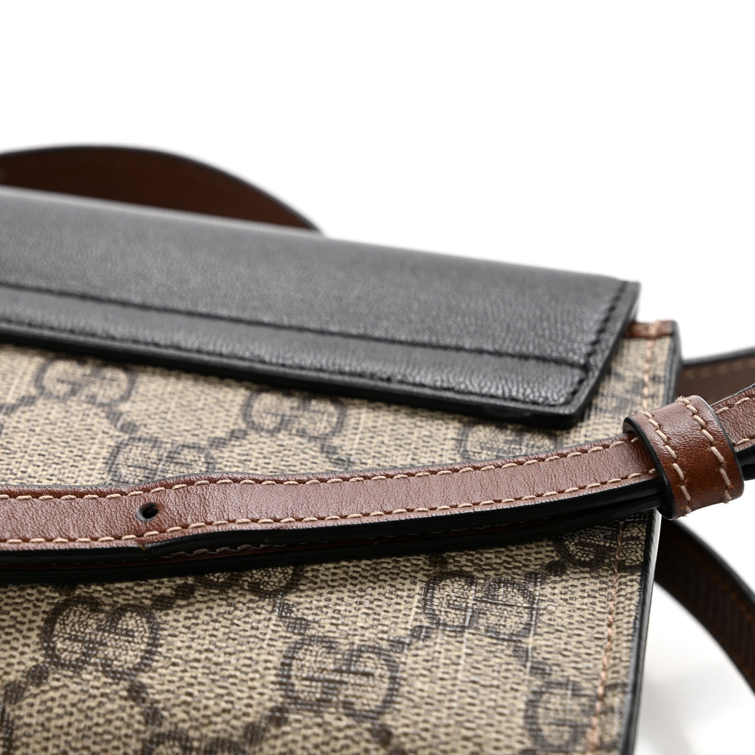 Gucci GG Supreme Monogram Calfskin Mini Padlock Top Handle Shoulder Bag Beige Black Cuir 13 of 14