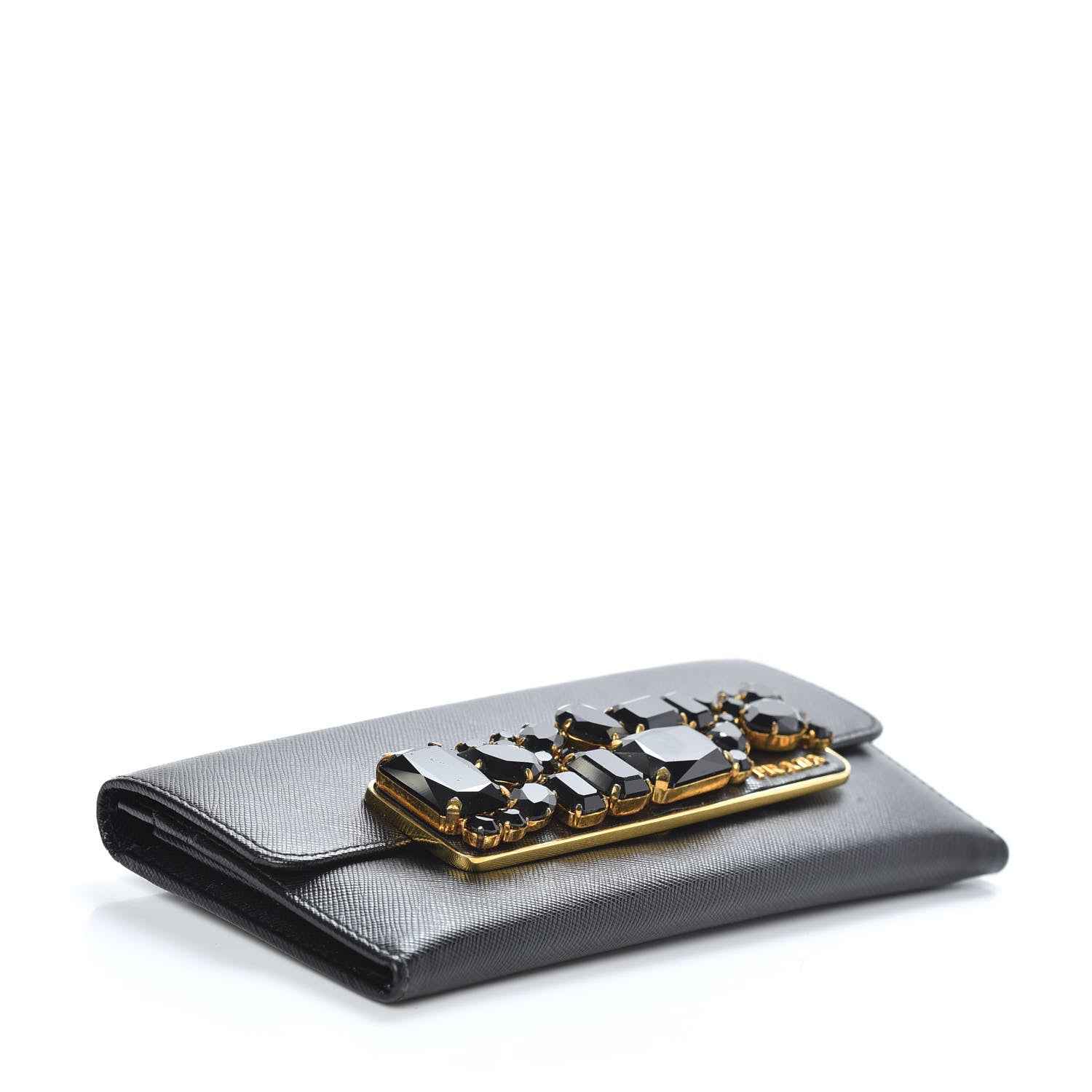 Prada Saffiano Stones Continental Wallet Black 4 of 8