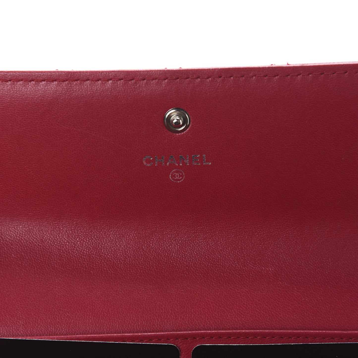 Calfskin Diamond Stitch Large Gusset Flap Wallet Dark Pink