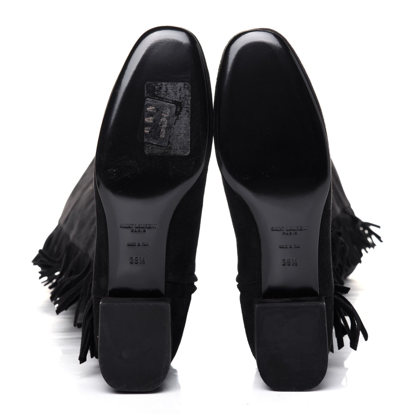 Suede Goatskin BB 20 Over The Knee Fringed Boots 38.5 Black