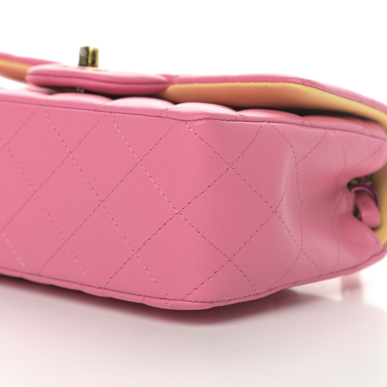 Chanel Lambskin Quilted Mini Rectangular Flap Pink Yellow 10 of 10