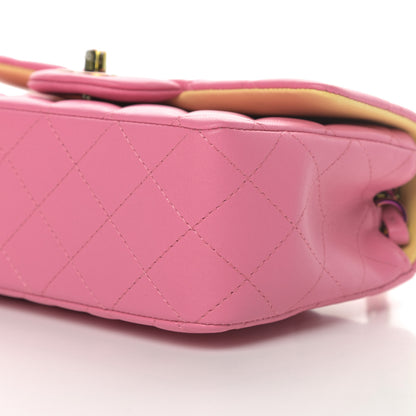 Chanel Lambskin Quilted Mini Rectangular Flap Pink Yellow 10 of 10