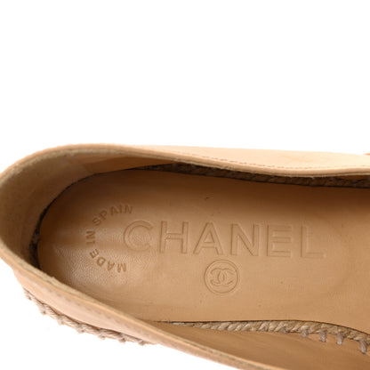 Chanel Lambskin CC Espadrilles 35 Beige Black 8 of 8