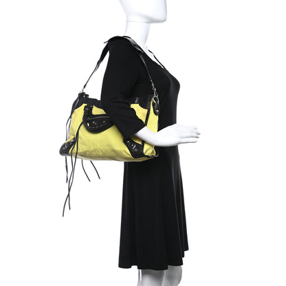 Balenciaga Boarskin Canvas Classic Silver Hardware City Yellow Black 3 of 11
