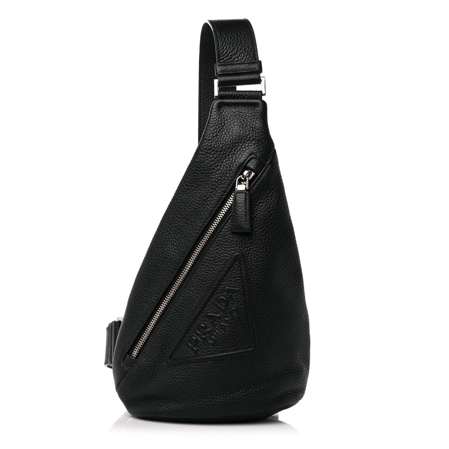 Vitello Daino Logo Embossed Cross Sling Backpack Black