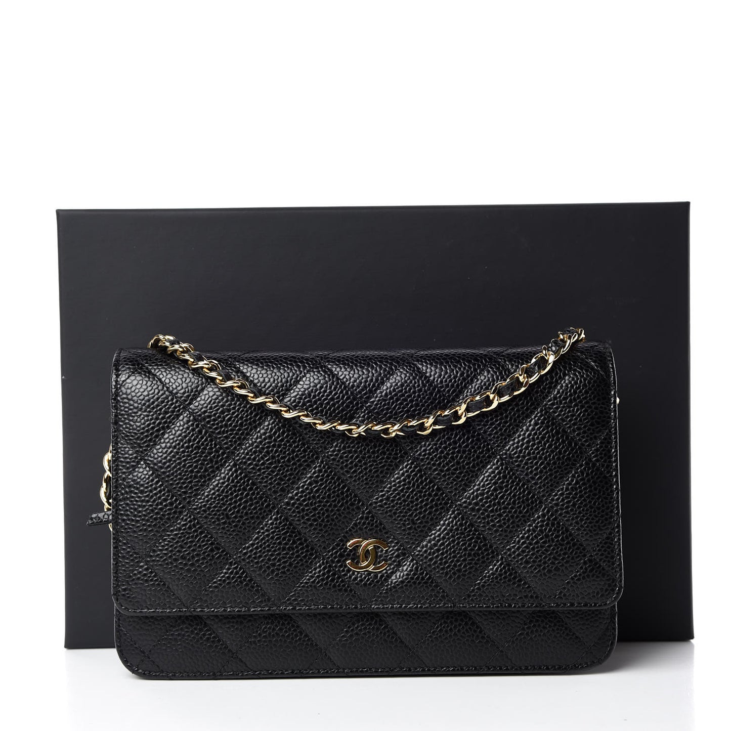 Caviar Quilted Wallet On Chain WOC Black