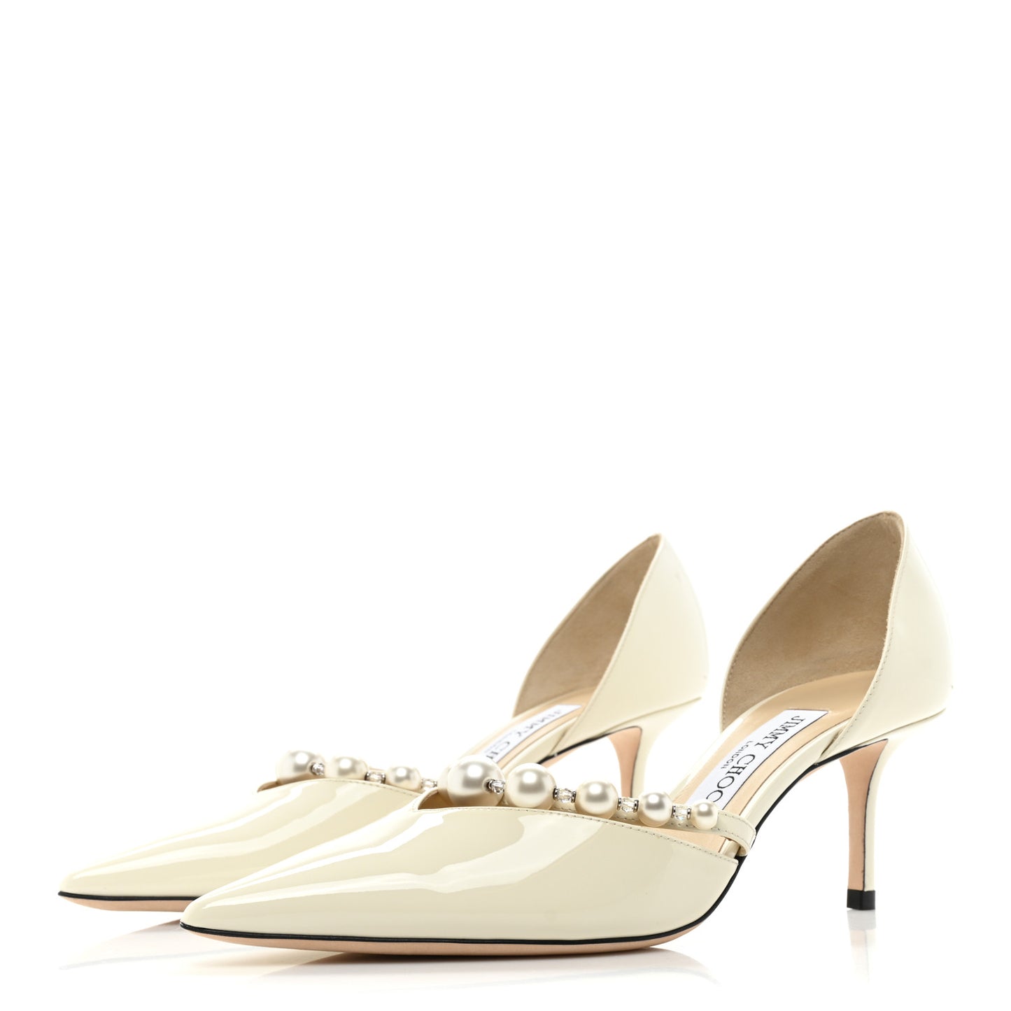 Patent Pearl Embellished Aurelie 65 Pumps 37 Latte White
