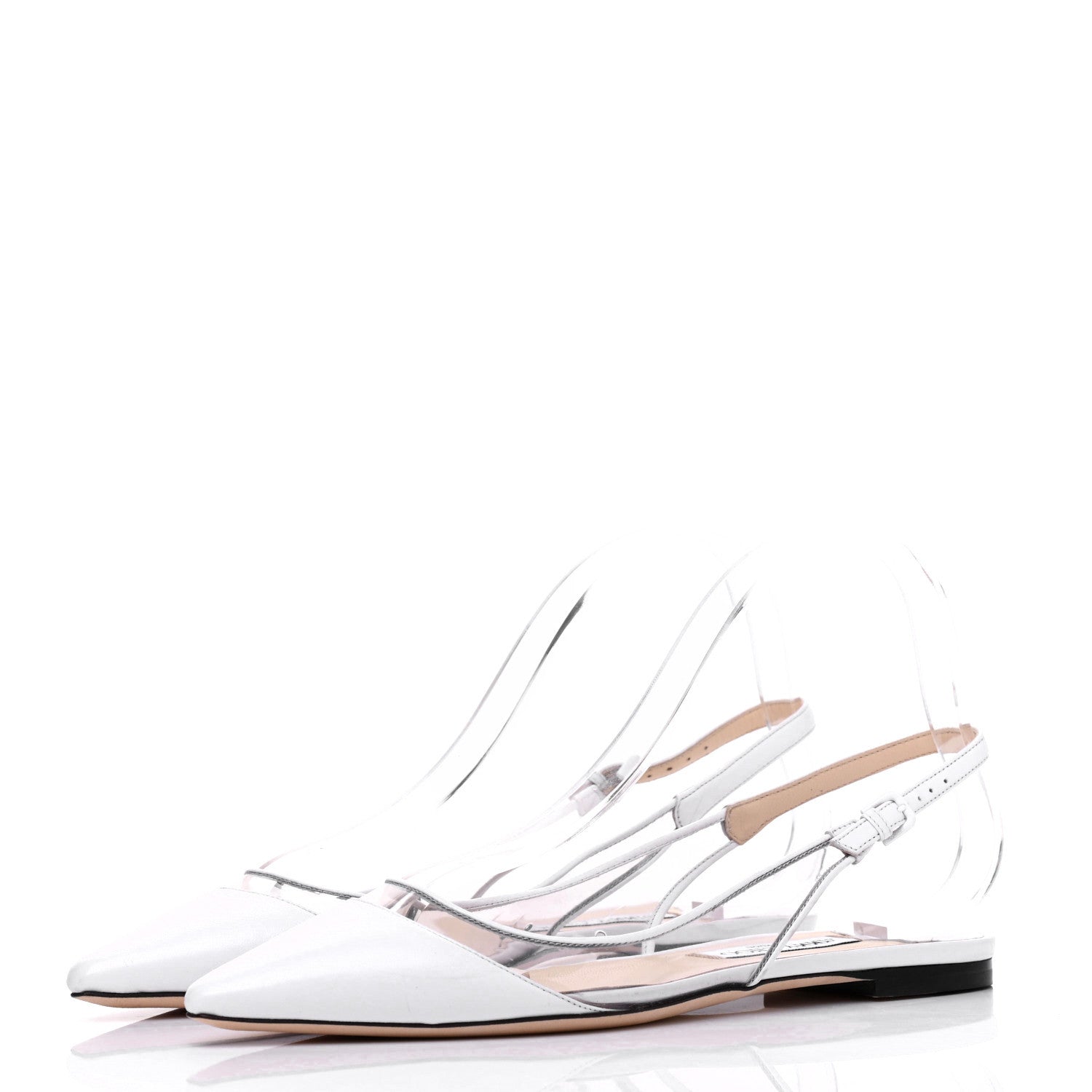 Jimmy Choo Kid PVC Erin Slingback Flats 39 White 3 of 9