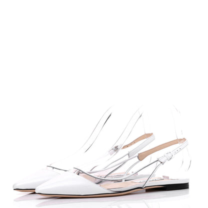 Jimmy Choo Kid PVC Erin Slingback Flats 39 White 3 of 9