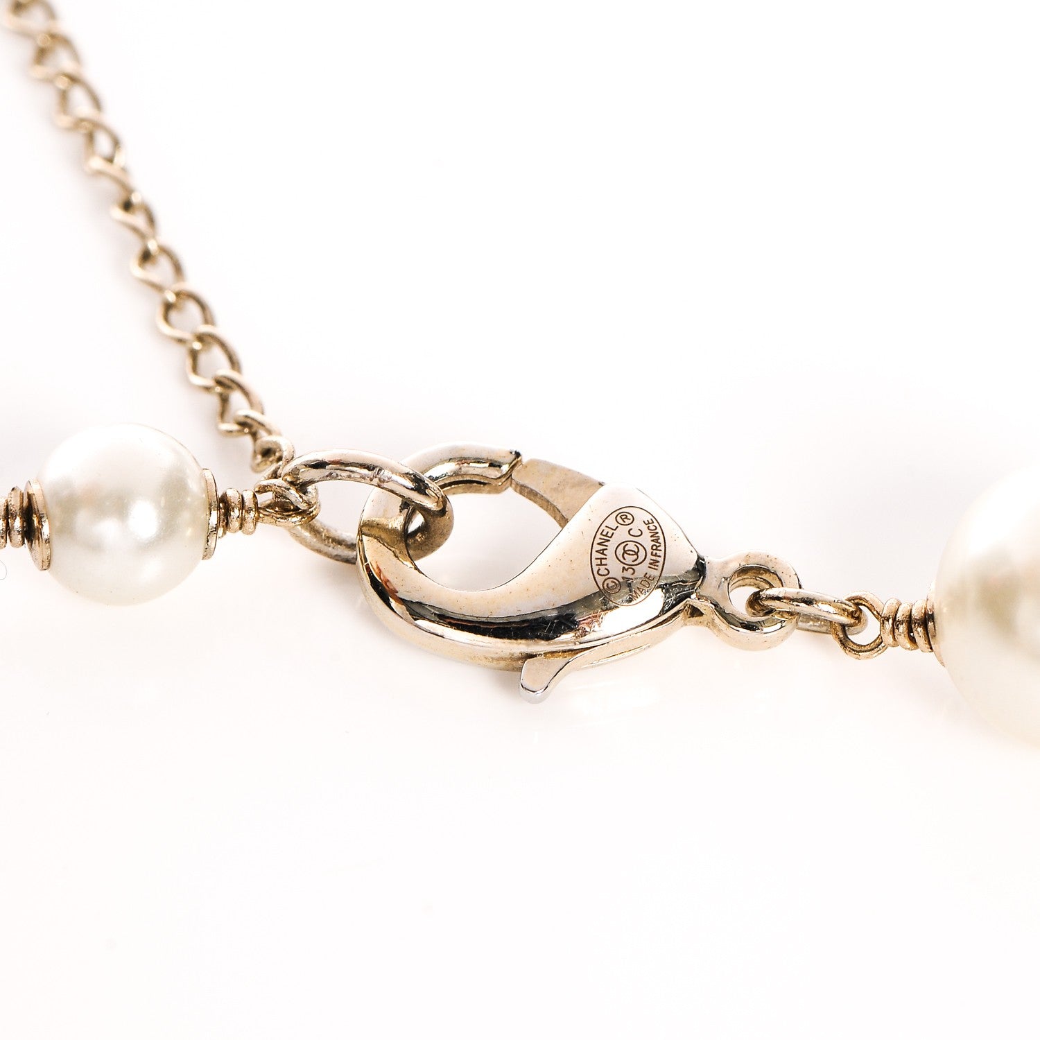 Chanel Pearl Bead Enamel CC Long Necklace Light Gold Black Ivory 4 of 4