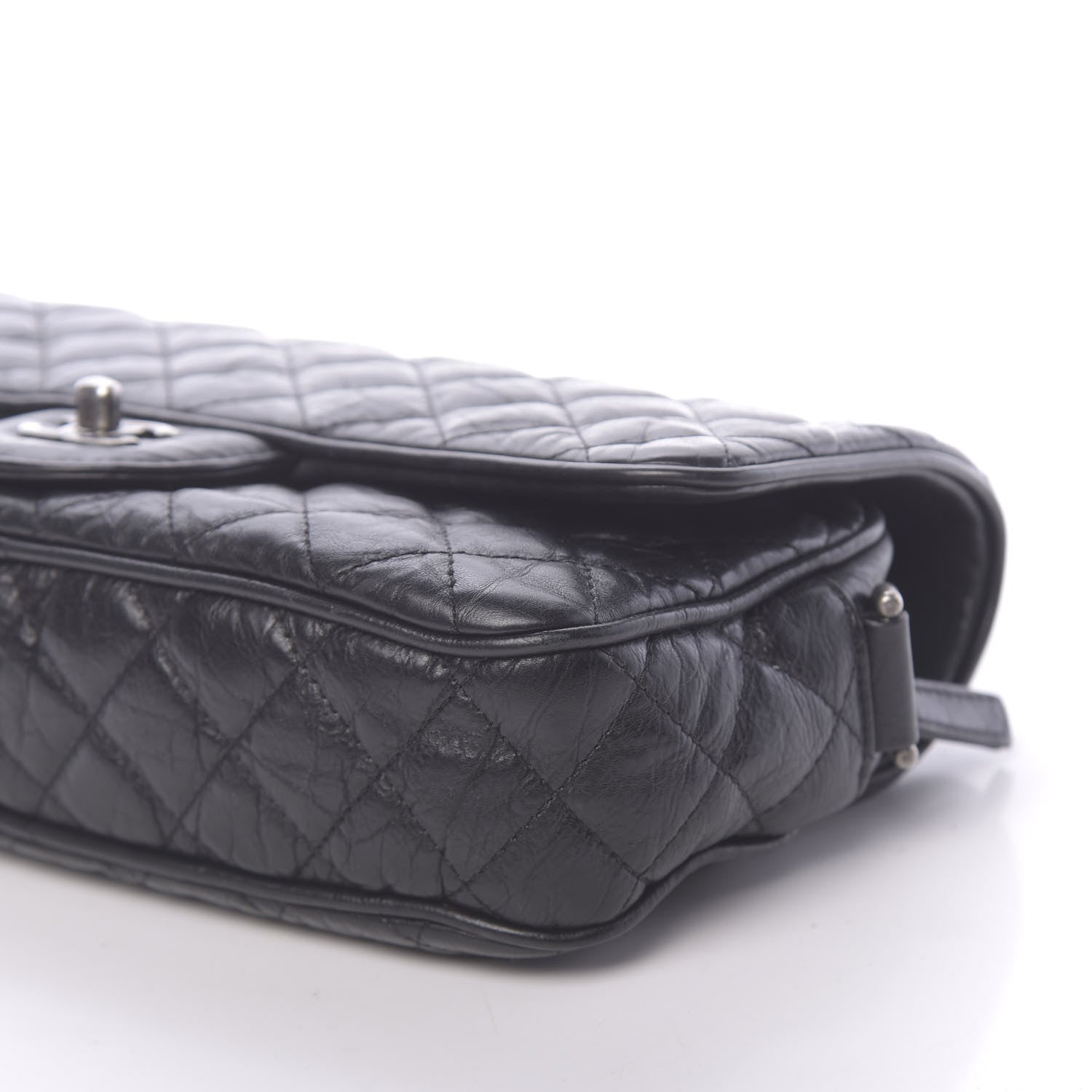 Chanel Crumpled Calfskin Quilted Small Casual Rock Flap Black 9 of 11