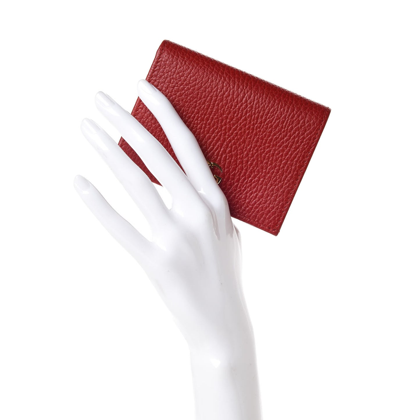 Pebbled Calfskin GG Marmont Card Case Hibiscus Red