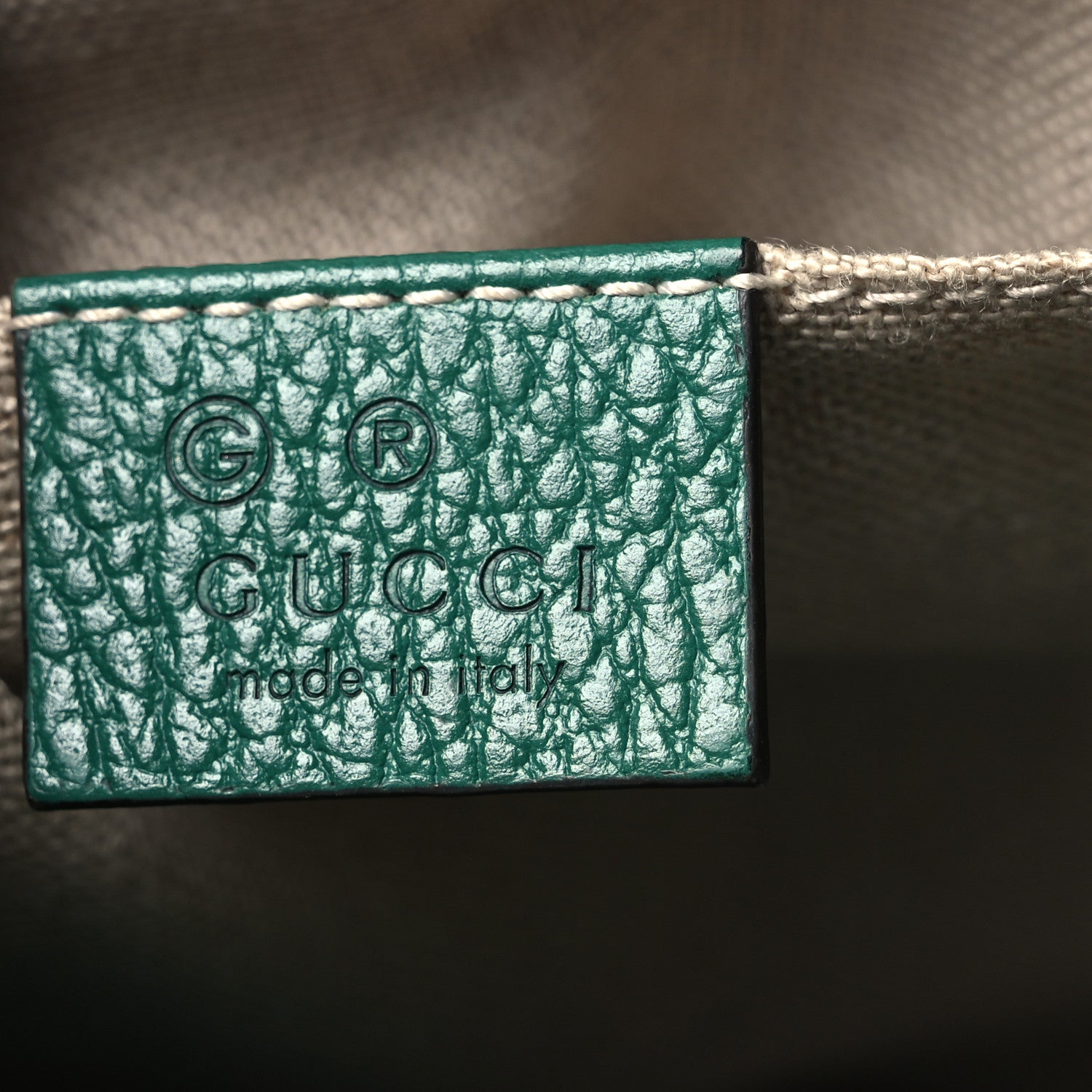 Gucci Monogram Dollar Calfskin Mini Bree Messenger Bag Beige Ebony Emerald 6 of 14