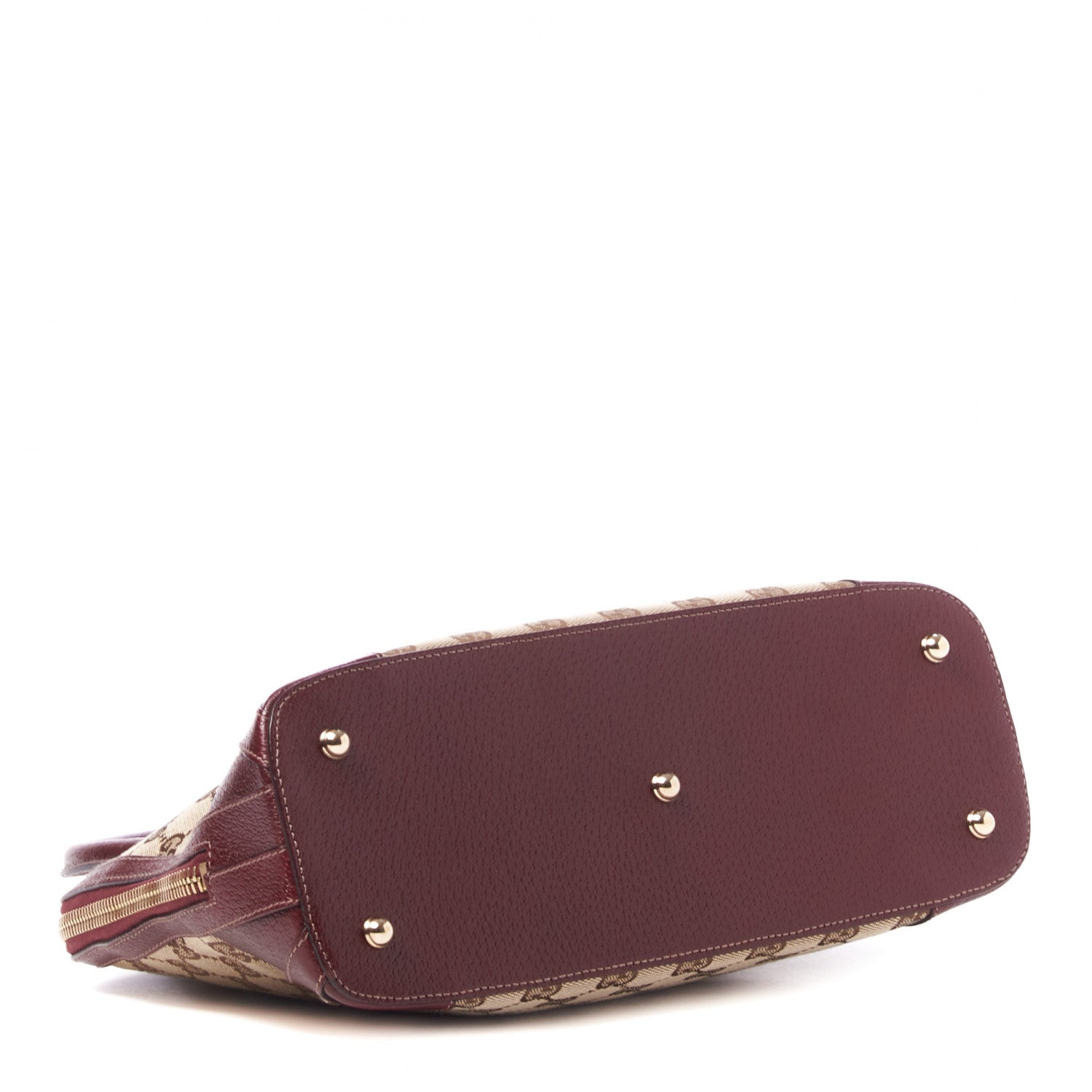 Gucci FF Monogram Medium Horsebit Nail Dome Bag Burgundy 3 of 8