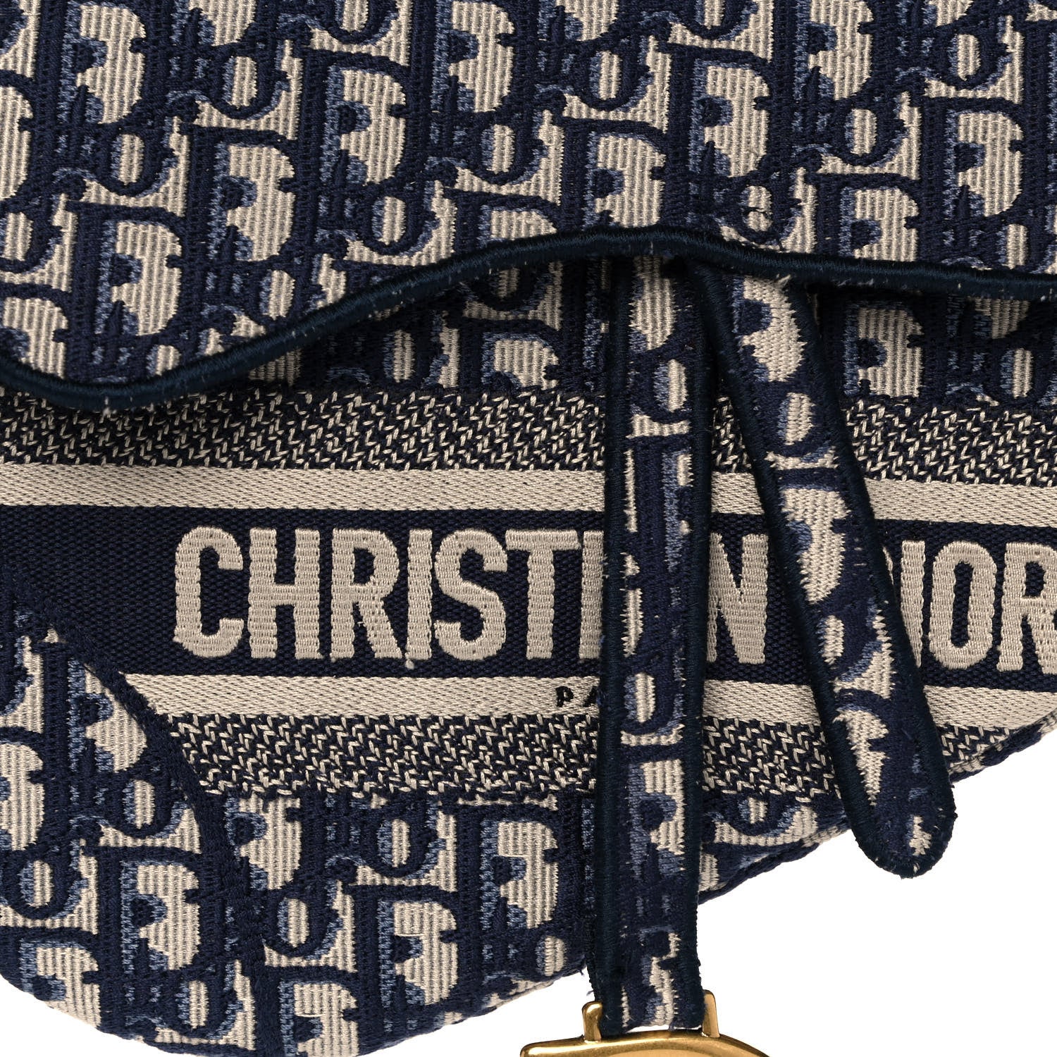 Christian Dior Oblique Embroidered Saddle Bag Blue 8 of 12