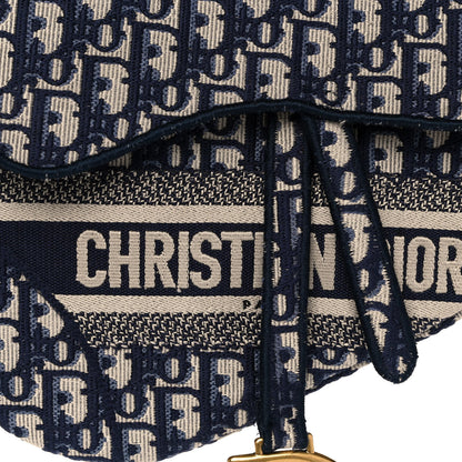 Christian Dior Oblique Embroidered Saddle Bag Blue 8 of 12