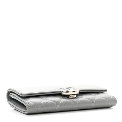 Chanel Grained Calfskin Quilted CC Box Flap Wallet Grey 4 of 8