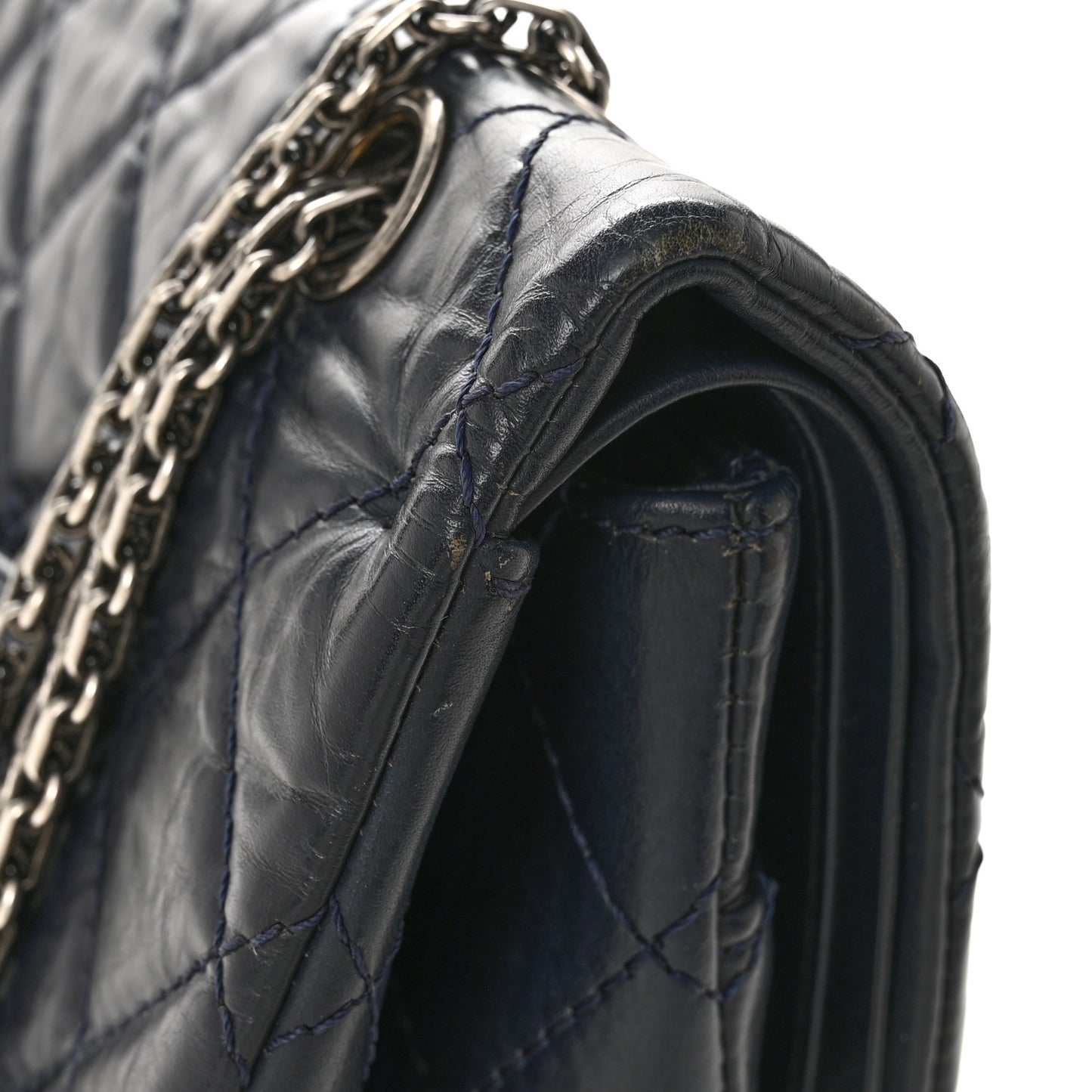 Aged Calfskin Quilted 2.55 Reissue 227 Flap Dark Blue