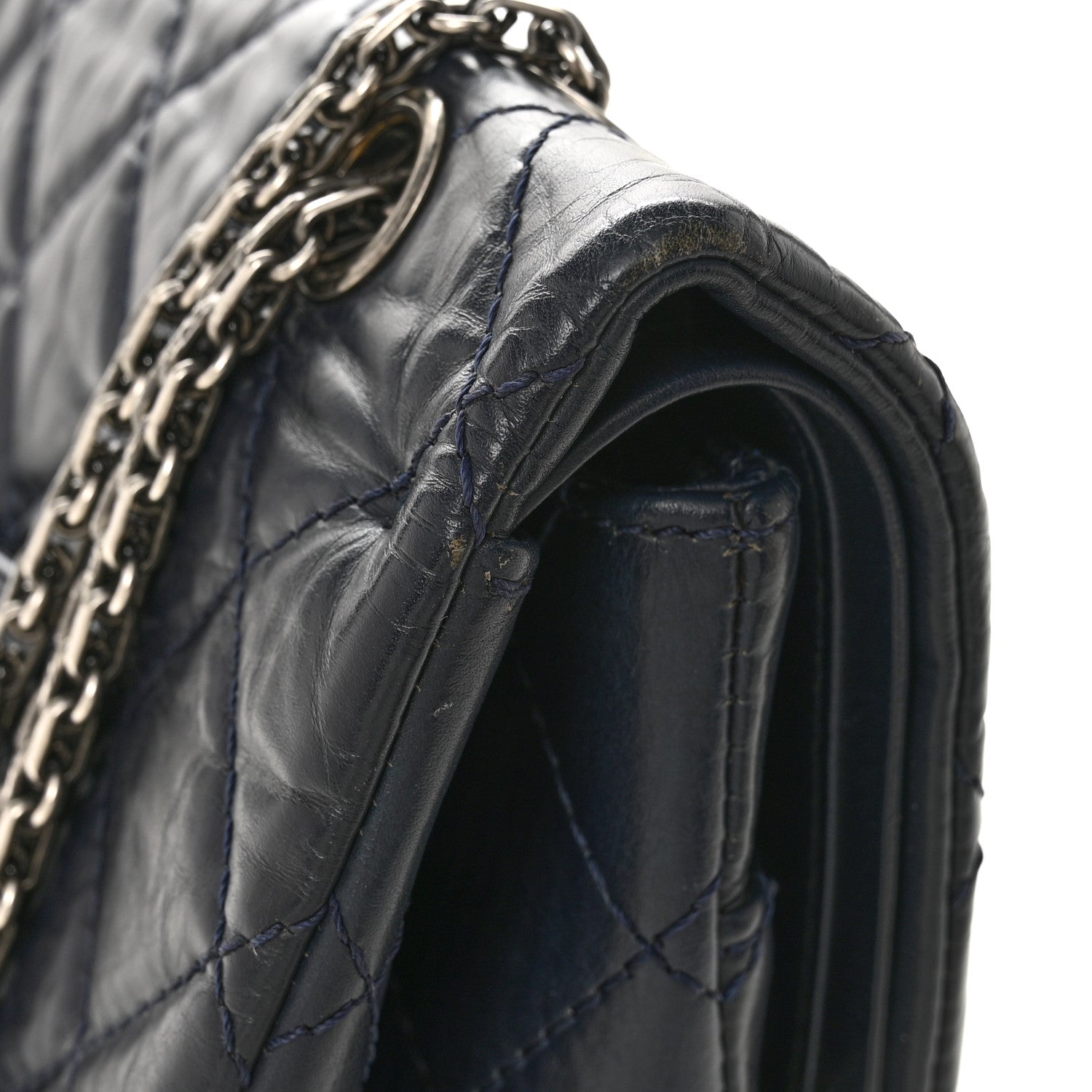 Chanel Aged Calfskin Quilted 2.55 Reissue 227 Flap Dark Blue 12 of 15