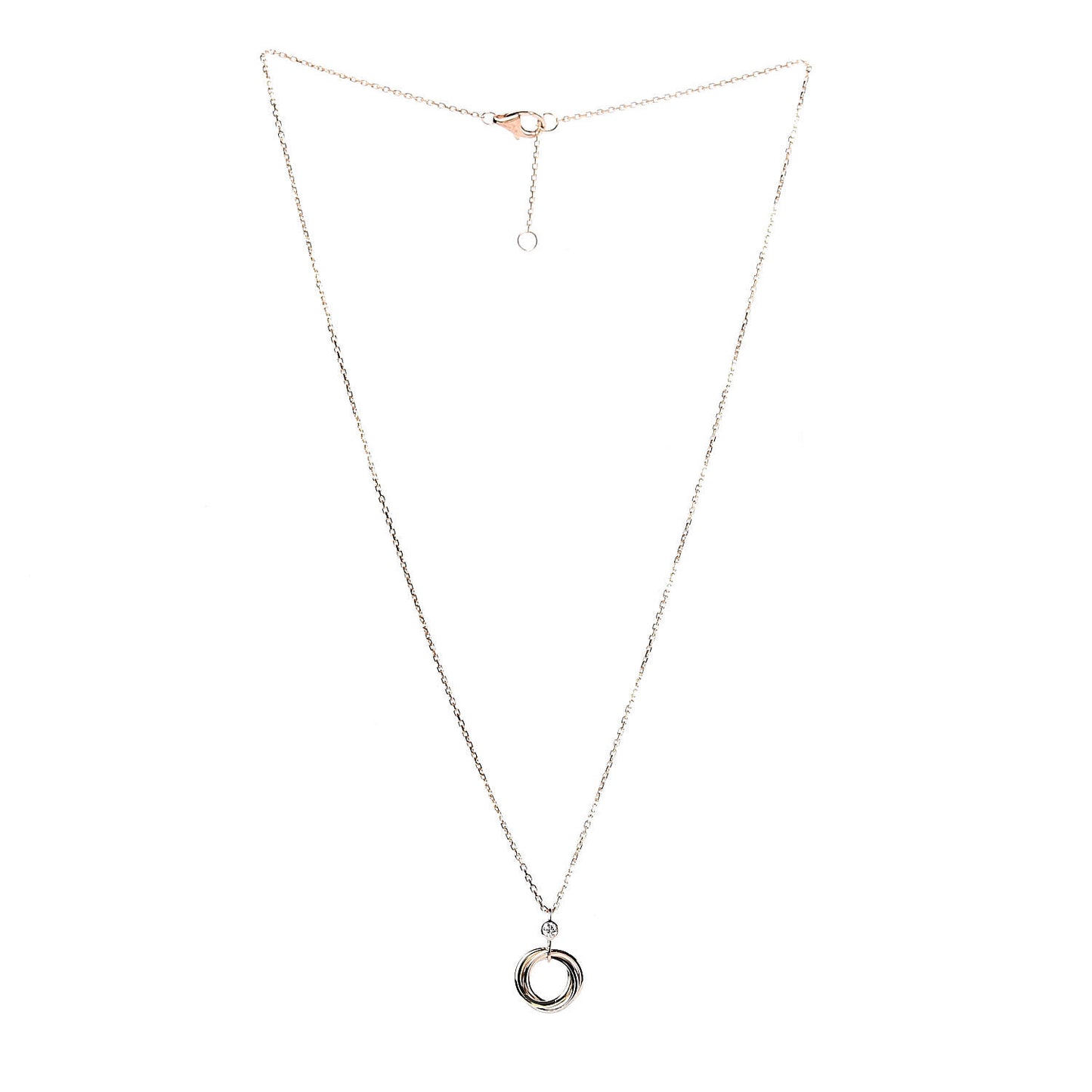18K Pink Yellow White Gold Diamond Trinity Pendant Necklace