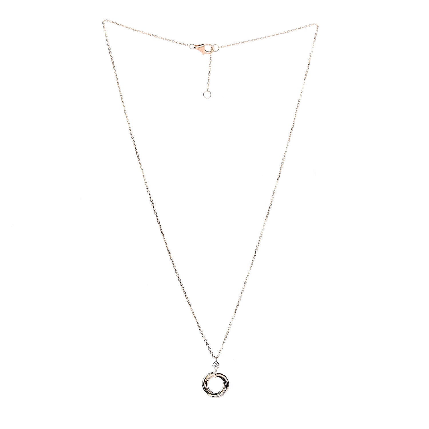 Cartier 18K Pink Yellow White Gold Diamond Trinity Pendant Necklace 3 of 6