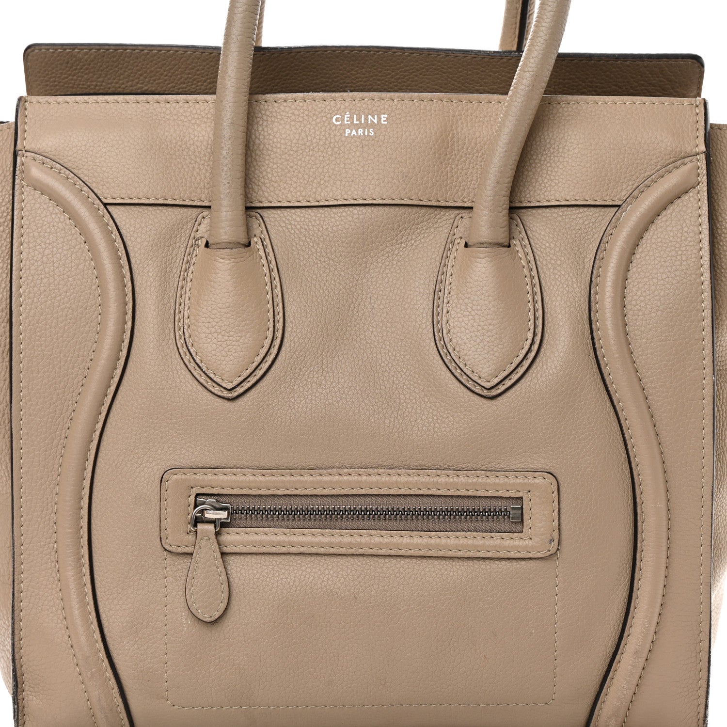 Celine Drummed Calfskin Mini Luggage Dune 8 of 26