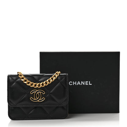 Chanel Lambskin Enamel Quilted Pending CC Flap Belt Bag Black 10 of 10