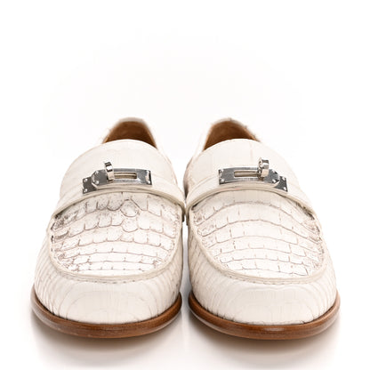Hermes Matte Niloticus Crocodile Himalaya Womens Destin Loafer 38 Blanc 3 of 9
