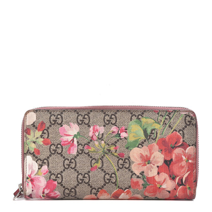 Gucci GG Supreme Monogram Blooms Zip Around Wallet Beige Multicolor Dry Rose 1 of 7