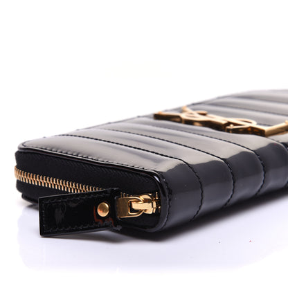 Saint Laurent Patent Calfskin Matelasse Monogram Vicky Zip Around Wallet Black 6 of 9