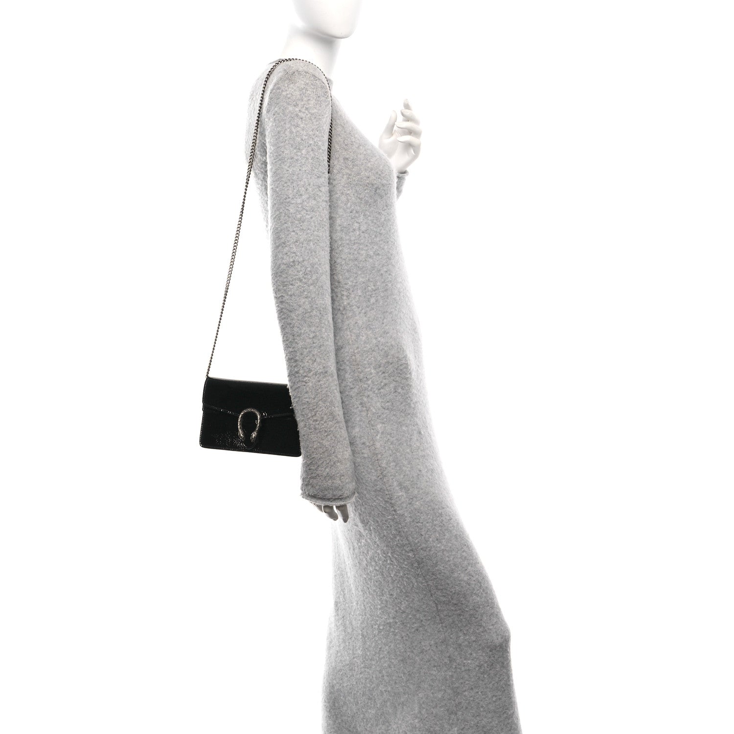 Gucci Crinkled Patent Mini Dionysus Shoulder Bag Black 2 of 10