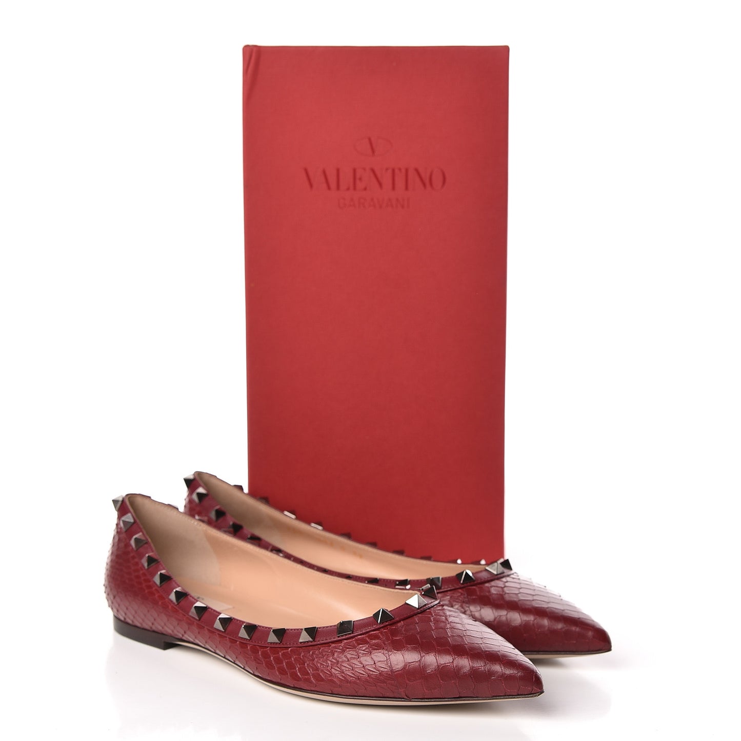 Ayers Snakeskin Rockstud Ballerina Flats 39 Cerise