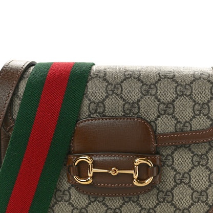 Gucci GG Supreme Monogram Web Mini Horsebit 1955 Shoulder Bag Beige Brown Sugar 8 of 10
