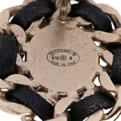 Chanel Lambskin Chain Around CC Earrings Light Gold Black 4 of 4