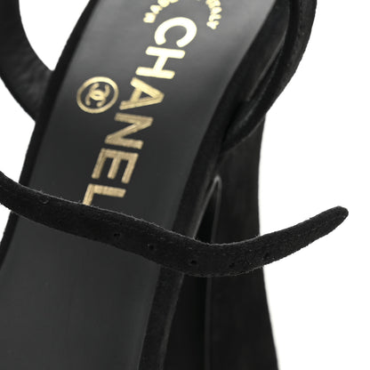 Chanel Suede Calfskin Platform Sandals 39 Black 10 of 11