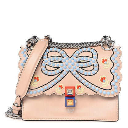Fendi Vitello Liberty Scalloped Studded Flowers and Bows Small Kan I Shoulder Bag Plaster Multicolor 1 of 10
